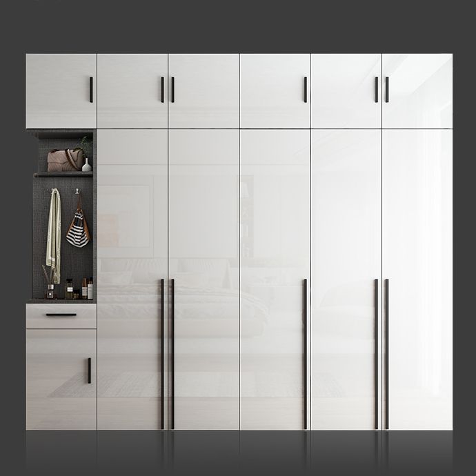 Modern Solid Wood Wardrobe for Home High Gloss White Cabinet
