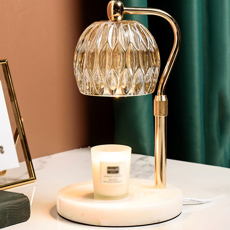 Nordic Glass Table Lamp Aromatherapy Melting Wax Desk Lamp without Candles for Bedroom