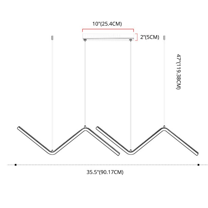 Geometric Lines Design Minimalism Island Light 35.5" Wide Nordic Style LED Suspension Lamp for Dining Room