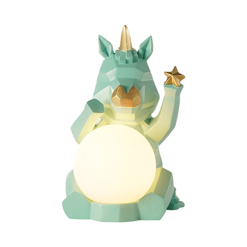 Lámpara de mesa de dormitorio LED de resina LED de alta noche de dibujos animados/conejo/unicornio