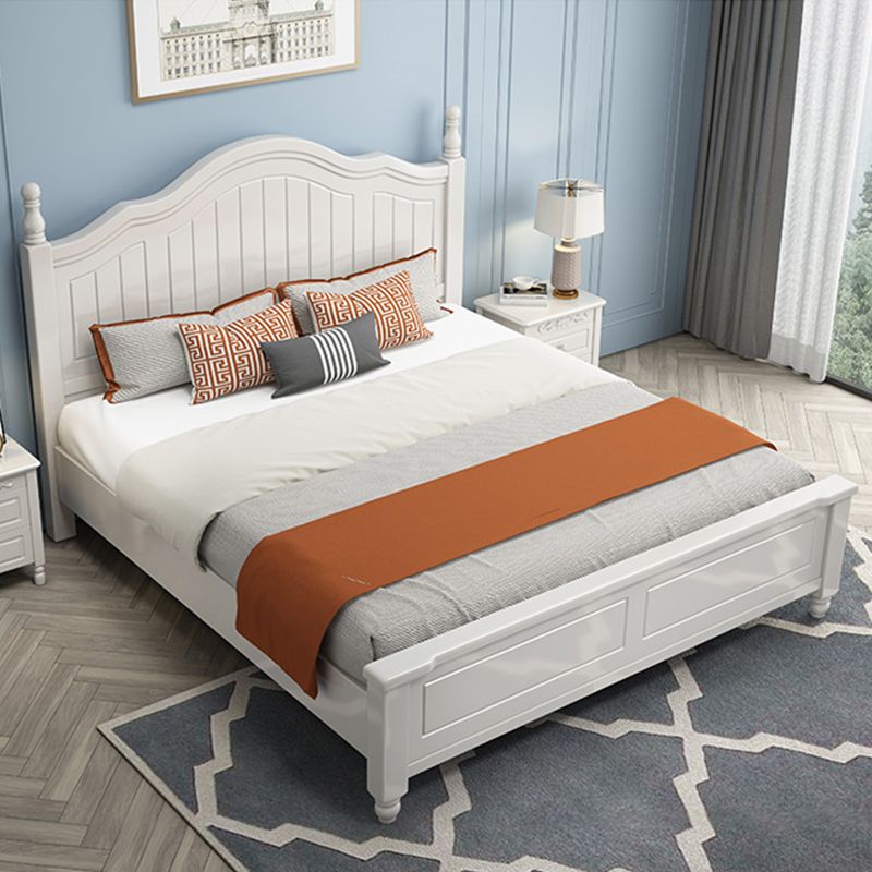 Contemporary Wooden Arched Standard Bed, Panel Headboard Bed