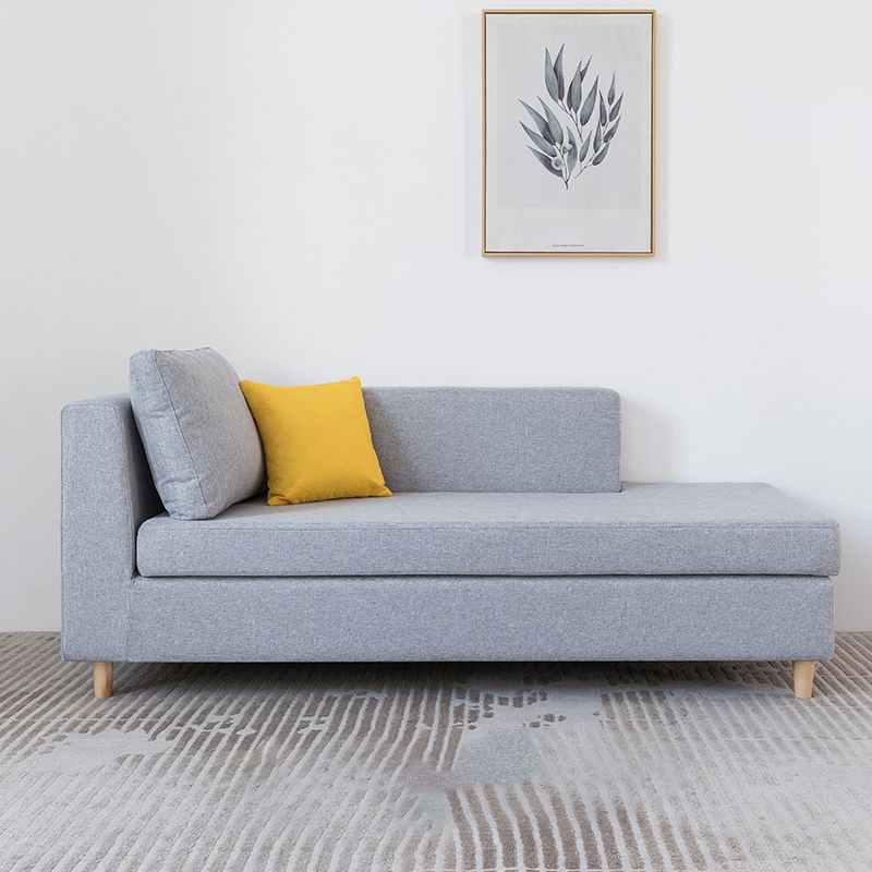 Wood One Armed Scandinavian Chaise Square Arms with Legs for Living Room