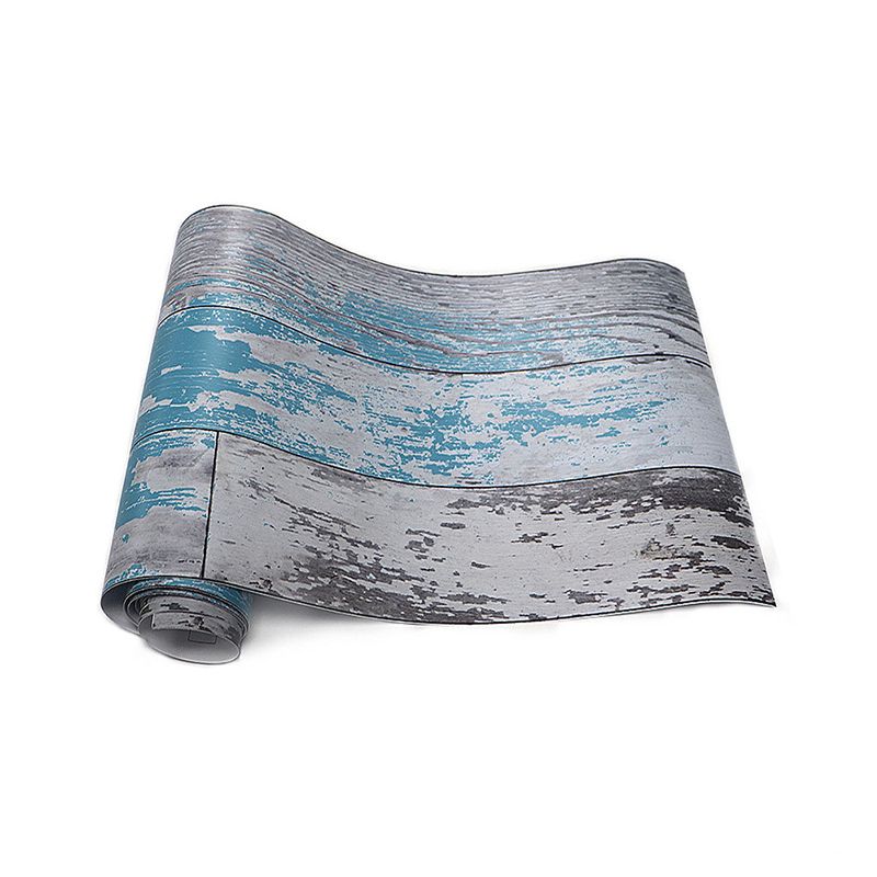 Self-Stick Blue Rustic Wallpaper Roll 9.7-sq ft Reclaimed Barn-Wood Wall Covering for Dining Room