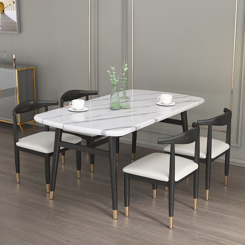 Modern Sintered Stone Dining Table Furniture with Rectangle Shape Dinette Set with 4 Legs Table