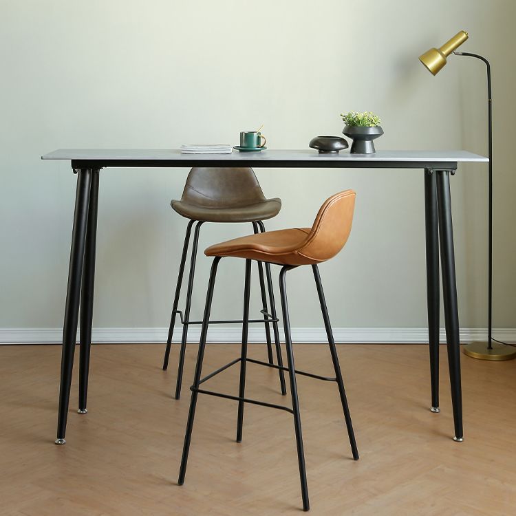 Industrial Rectangle Bar Dining Table Stone Top Bar Table with 4 Legs