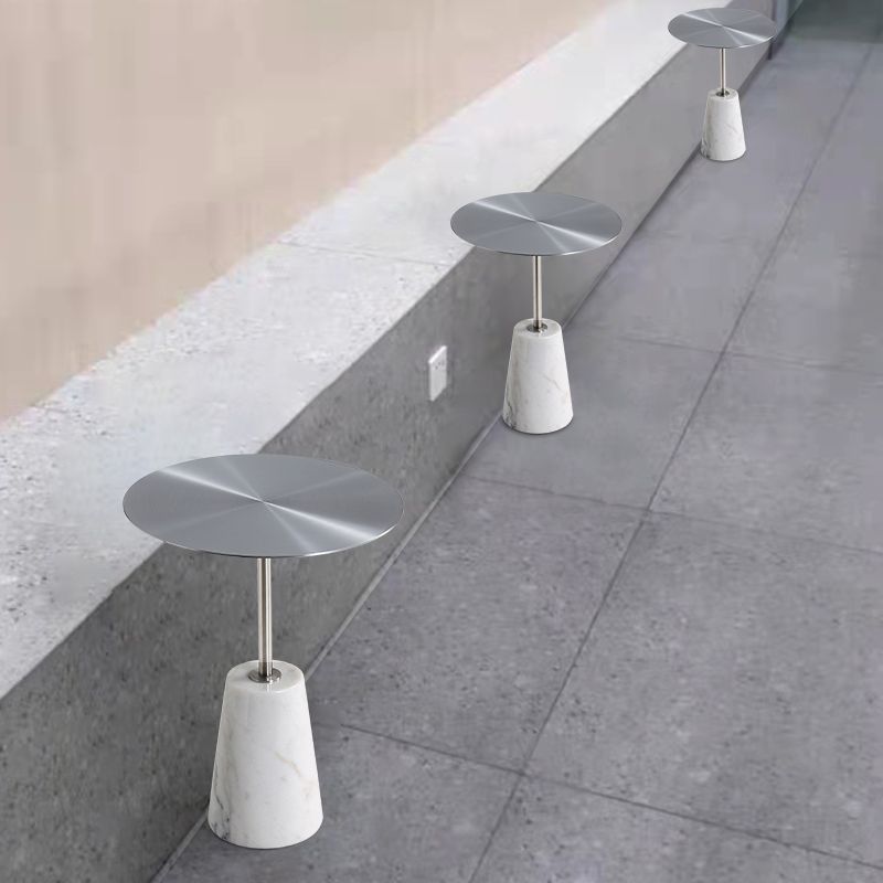 Modern Pedestal Side Table Round Metal Sofa End Table for Living Room