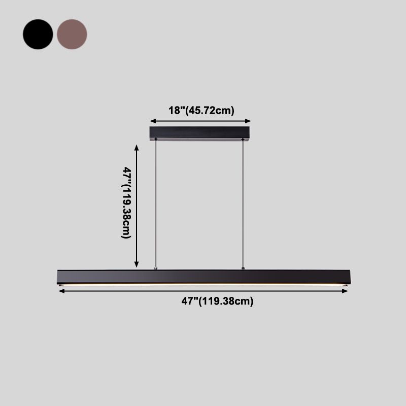 Linear Wood Island Light Fixture Modern Ceiling Pendant Light for Dining Room