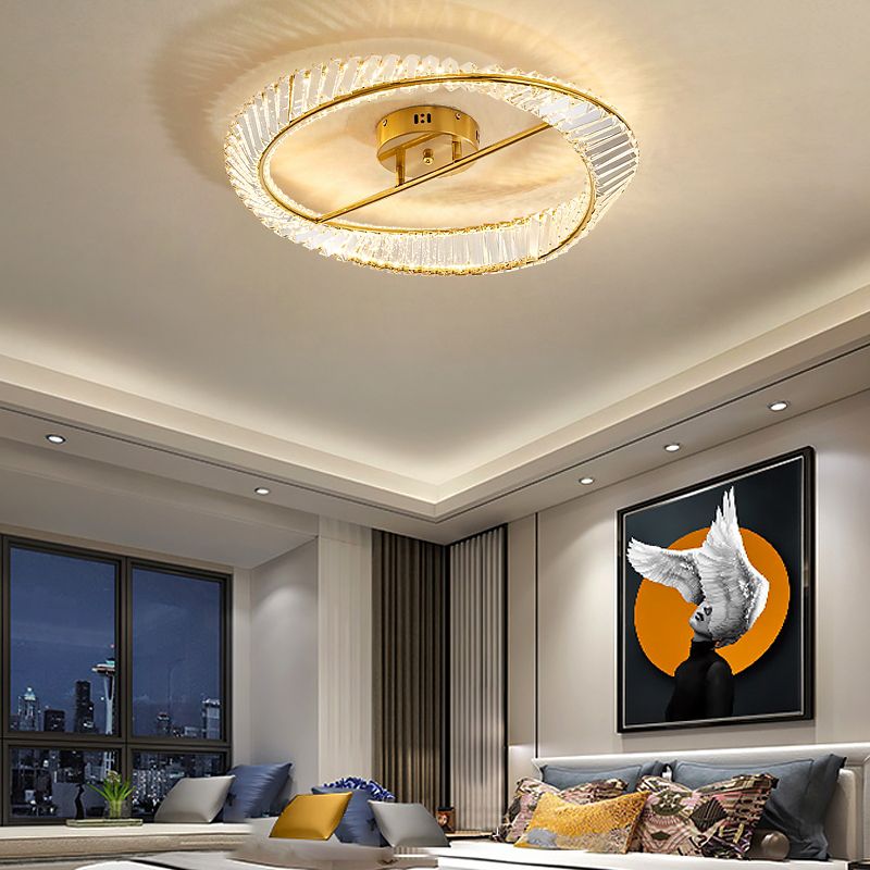 Plafonniers modernes dorés, éclairage de plafond encastré à LED avec abat-jour en cristal