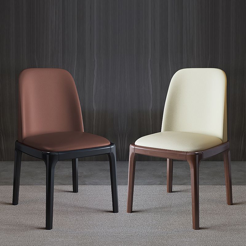Ensemble de chaises scandinaves en bois d'hévéa, chaise de salle à manger à dossier solide (Ensemble de 2)