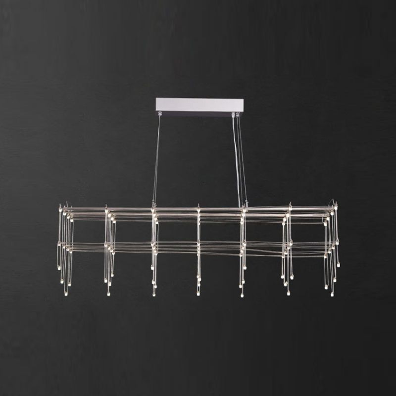 Edelstahl -Quaderinsel Island Beleuchtung moderner LED -LED Hängende Licht für Esszimmer