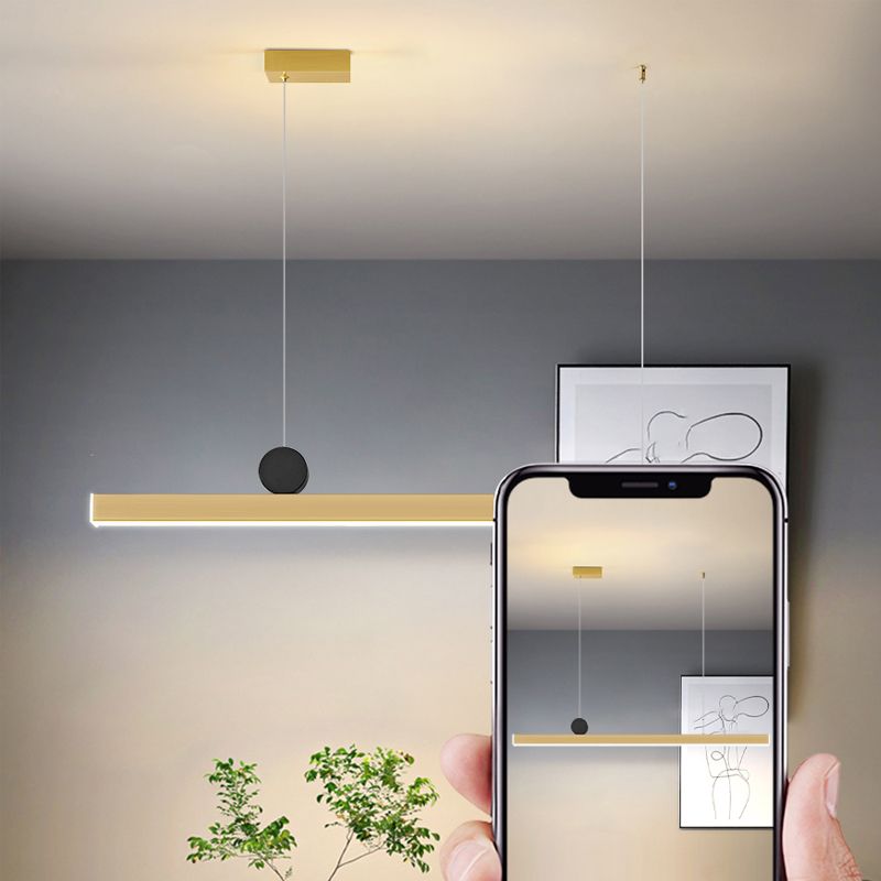 Zeitgenössischer Stil linearer Form Island Light Metal One Light Island Lighting