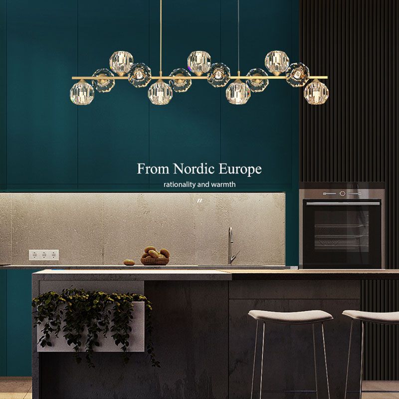 Nordic Light Luxury Simple Modern Style LED Hanging Island Pendant Light for Dining Room Office