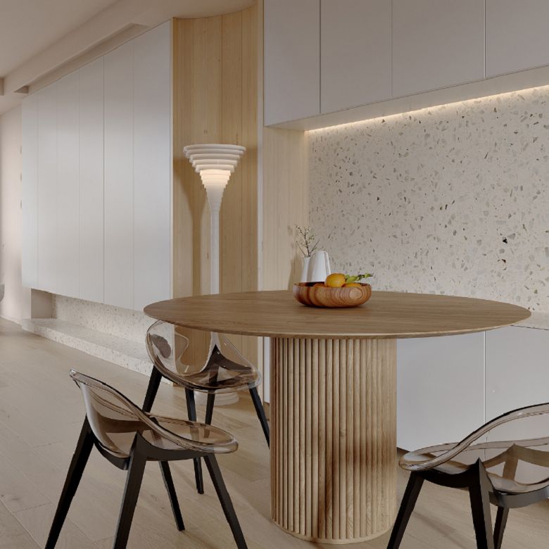 Round Dining Table Solid Wood Contemporary Style Dinette Table for Home Kitchen