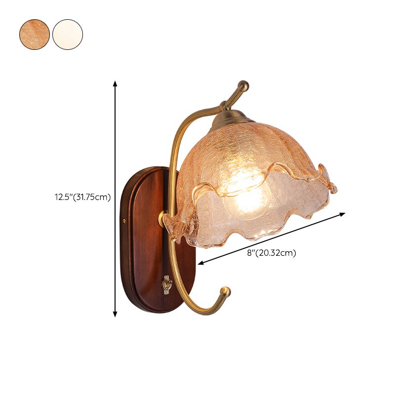 Dome Shape Wood Wall Sconces Modern 1 Light Wall Mount Light Fixture