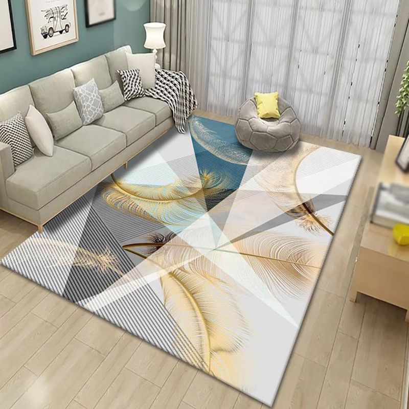 Contemporary Indoor Rug Trendy Area Carpet Polyester Stain Resistant Rug for Living Room