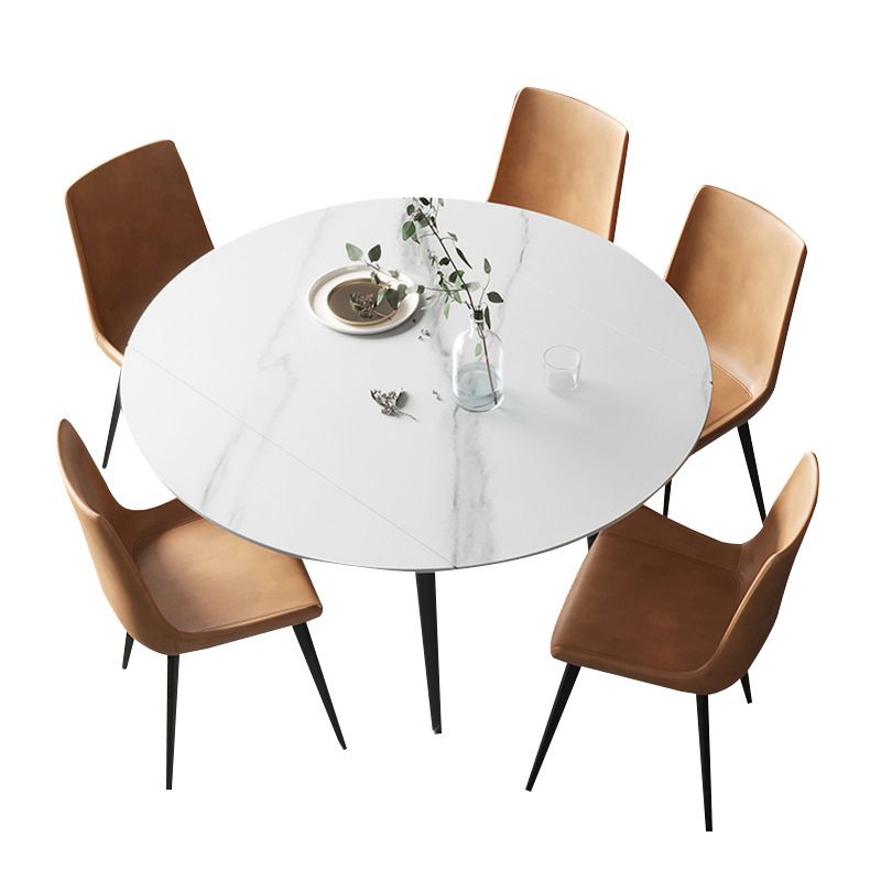 Round Dining Table Extendable Modern Dining Table for Dinner Room