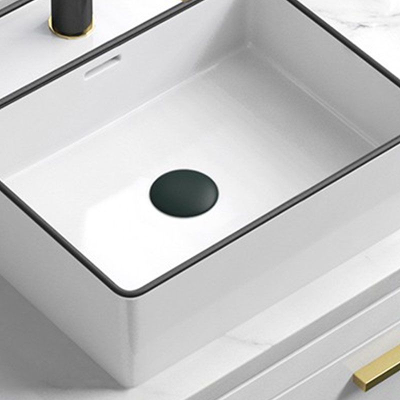 Bathroom Ceramic Sink Rectangular Rod Single Handle Faucet Sink
