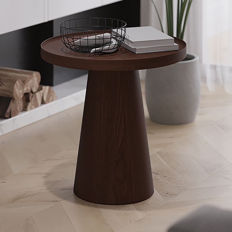 Scandinavian Brown Table Round Pedestal Solid Wood End Table