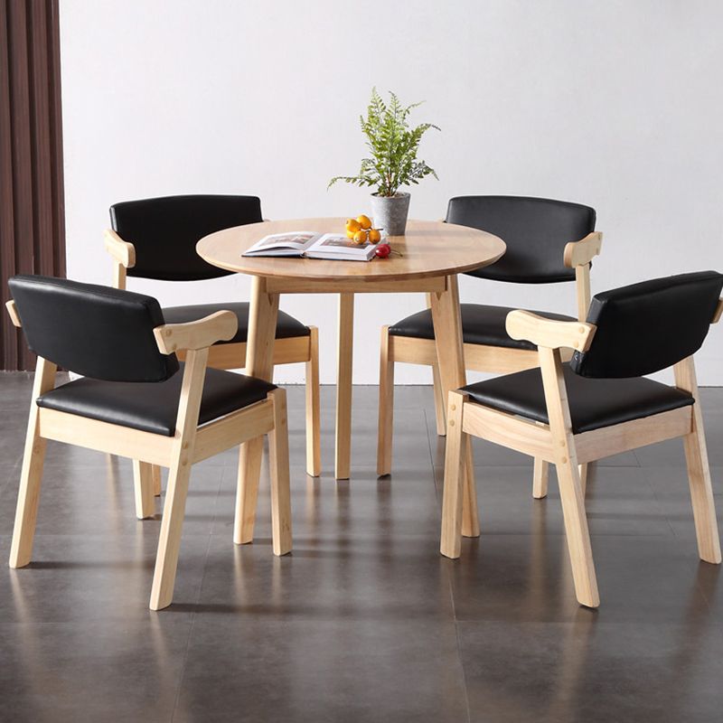 Runde Form moderner Esstisch Holzfarbe fester Tisch mit Gummiholz Massivholz