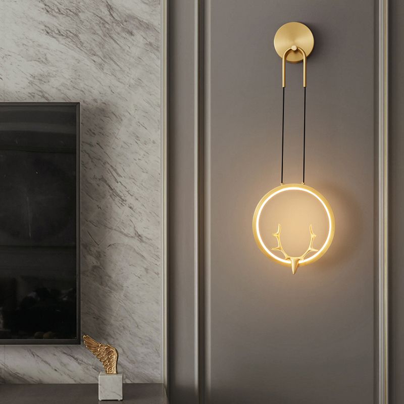 1 lumière en métal contemporain luminaire mural luminaire des bois lampe pour chambre à coucher