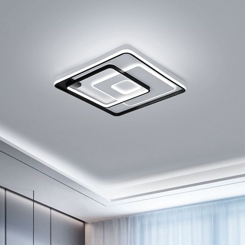 Lámpara de techo LED de estilo moderno, lámpara de montaje empotrado redonda/cuadrada/rectangular en capas negras con pantalla acrílica, luz blanca/cálida