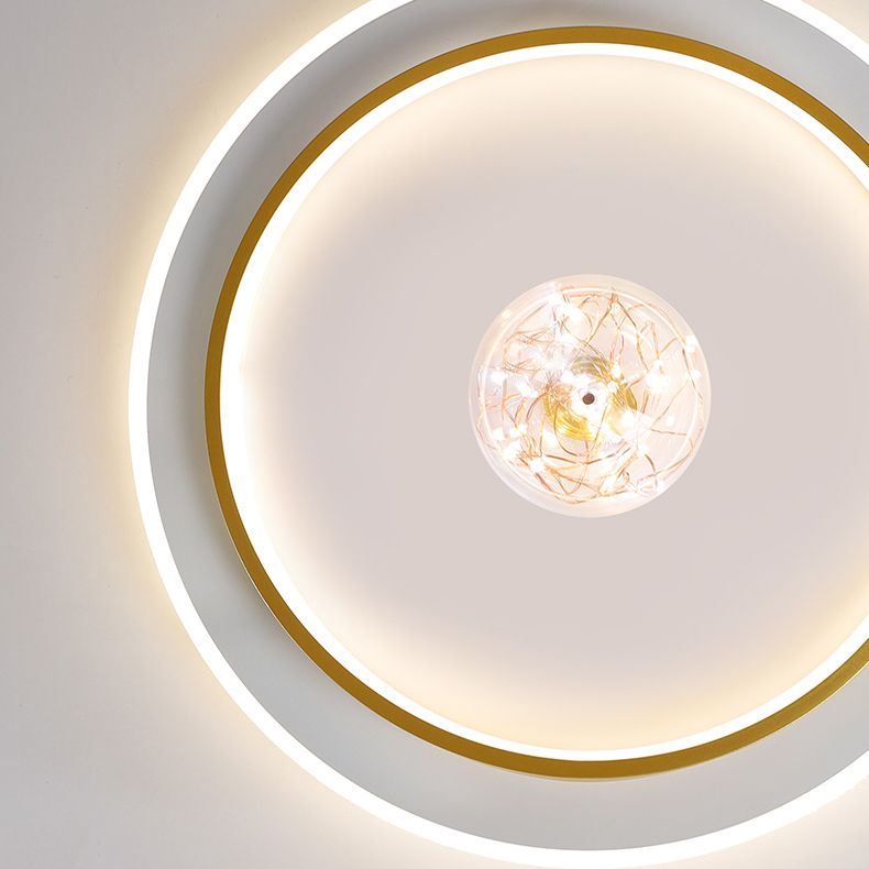 Round Shape LED Sky Star Ceiling Lamp Modern Iron 3 Lights Flush Mount for Study