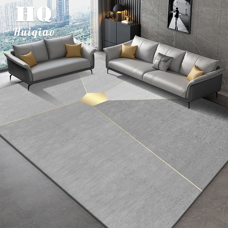 Grey Modern Carpet Geometric Pattern Polyester Area Carpet Stain Resistant Rug for Home Decor