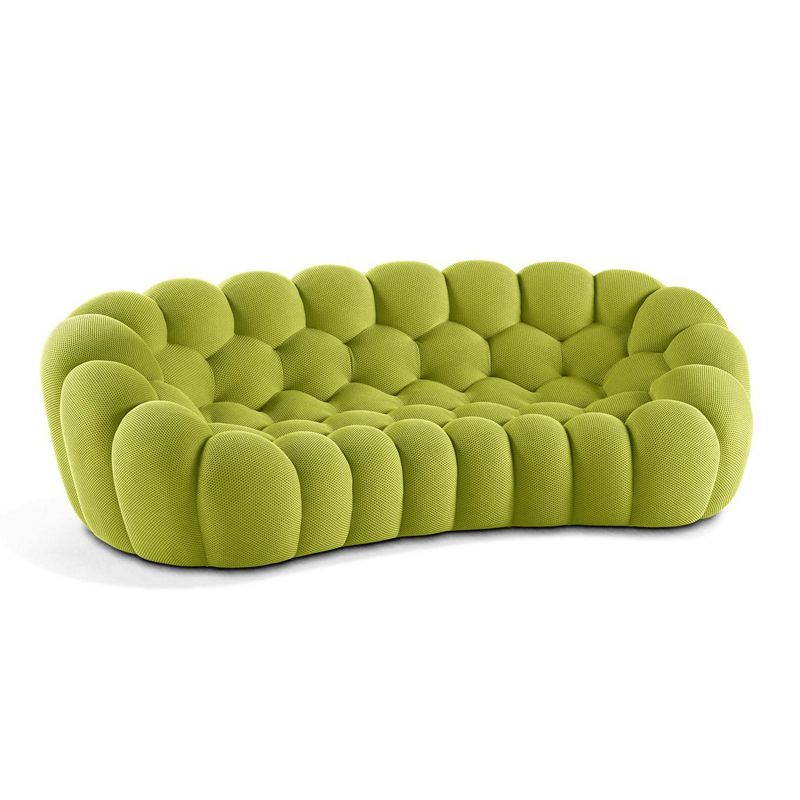 Ultra-Modern Curved Sofa 31.5"High Fabric Biscuit Back Armless Sofa