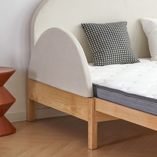 Contemporary Daybed Solid Wood Upholstered Headboard Natural with Guardrail