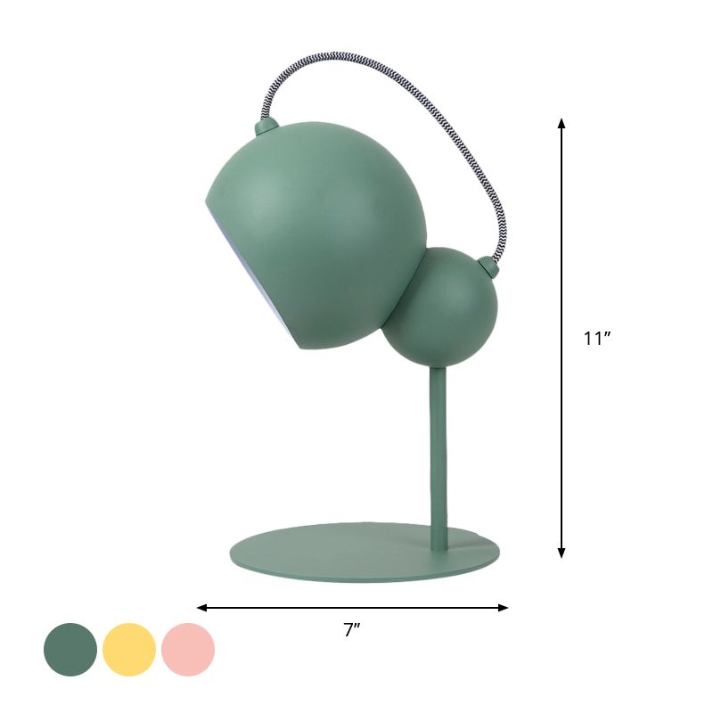 Lampada da tavolo globo rosa/giallo/verde Lampada da lettura modernista metallizzata a 1 luce con paralume regolabile per camera da letto