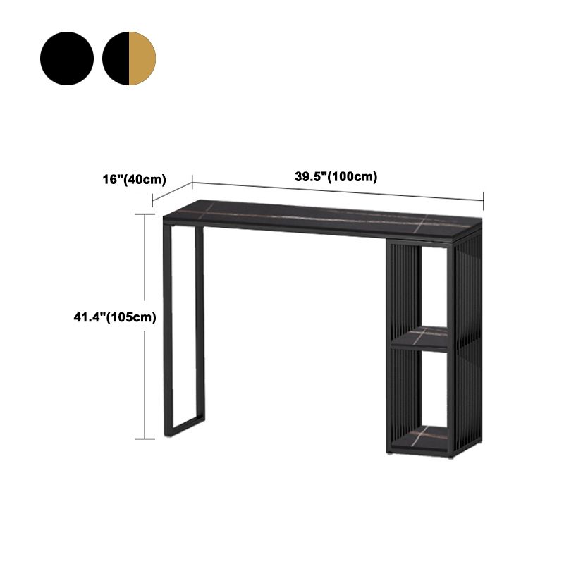 Glam 1/3 Pieces Bar Table Set Rectangle Stone Counter Table with High Stools for Balcony