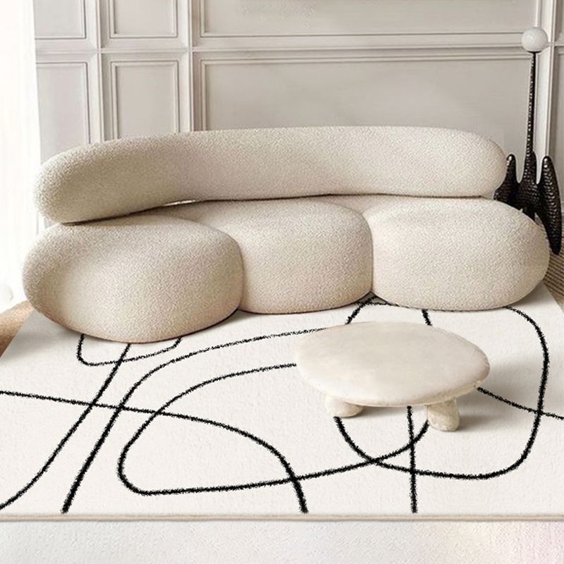 Modern Abstract Print Area Tapijt Wit Polyester Area Tapijt Non-slip achterste Tapijt voor thuisdecoratie