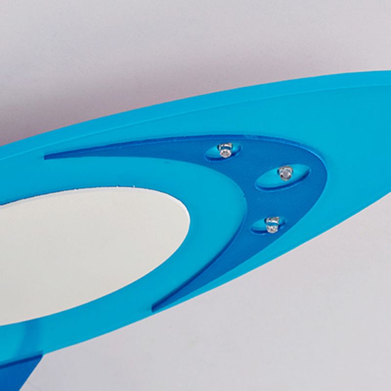 Blue Glass Flush Mount Creative Plane Flush Ceiling Light for Children's Room