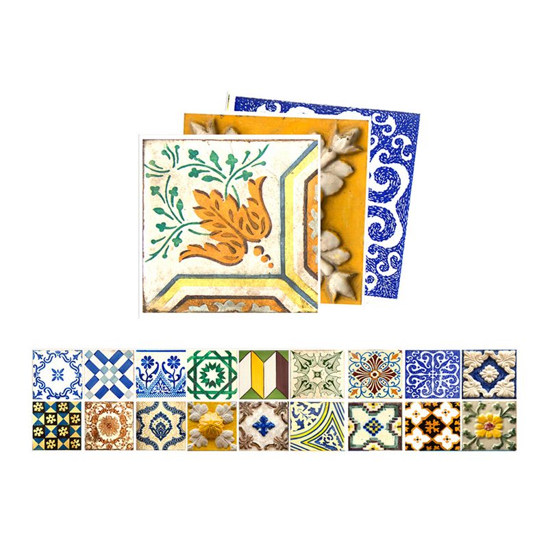 Colorful Faux Moroccan Tile Wallpaper Panel Peel and Paste Wall Decor for Kitchen