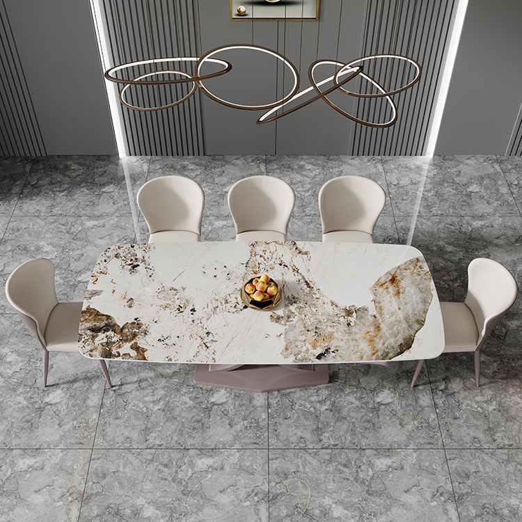 Nordic Glam Rectangle Sintered Stone Dining Table Set 1/4/6/7 Pieces Dining Set