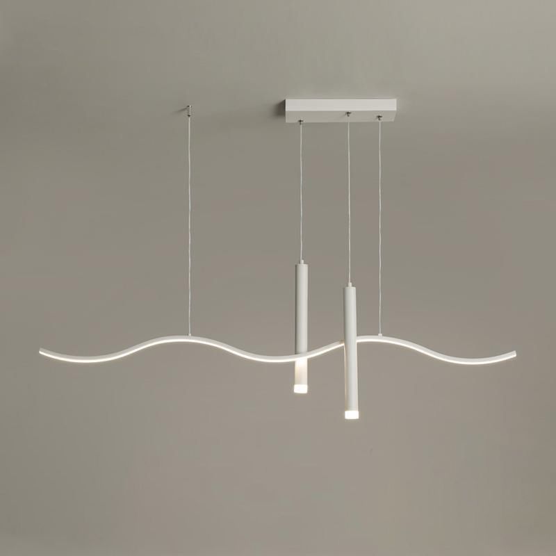 3-Light White Modernism Kitchen Island Lighting LED Metallic Ceiling Light
