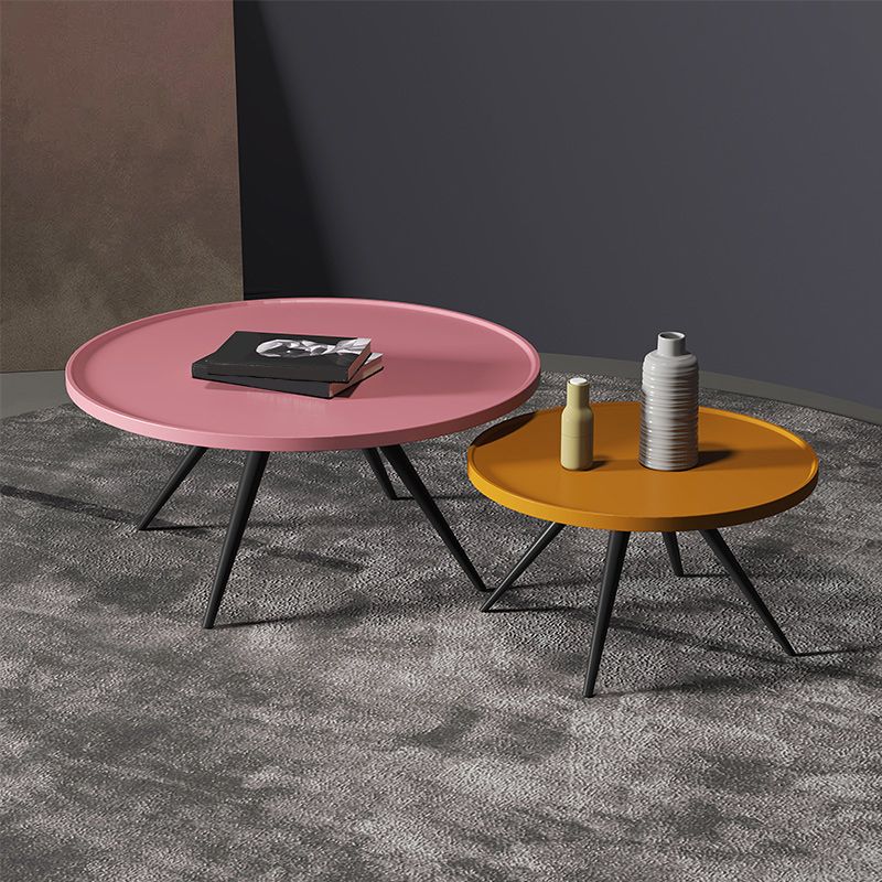 Pine Wood 4 Legs Coffee Table Modernism Round Tray Table Cocktail Table