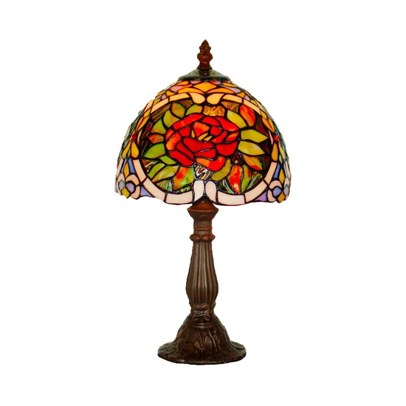 Lampe de nuit en vitrail en fleur de rose
