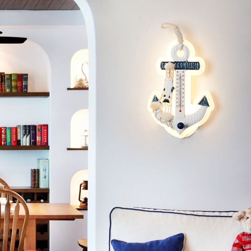 Modern Anchor Wall Light with Thermometer Acrylic White Sconce Light for Living Room