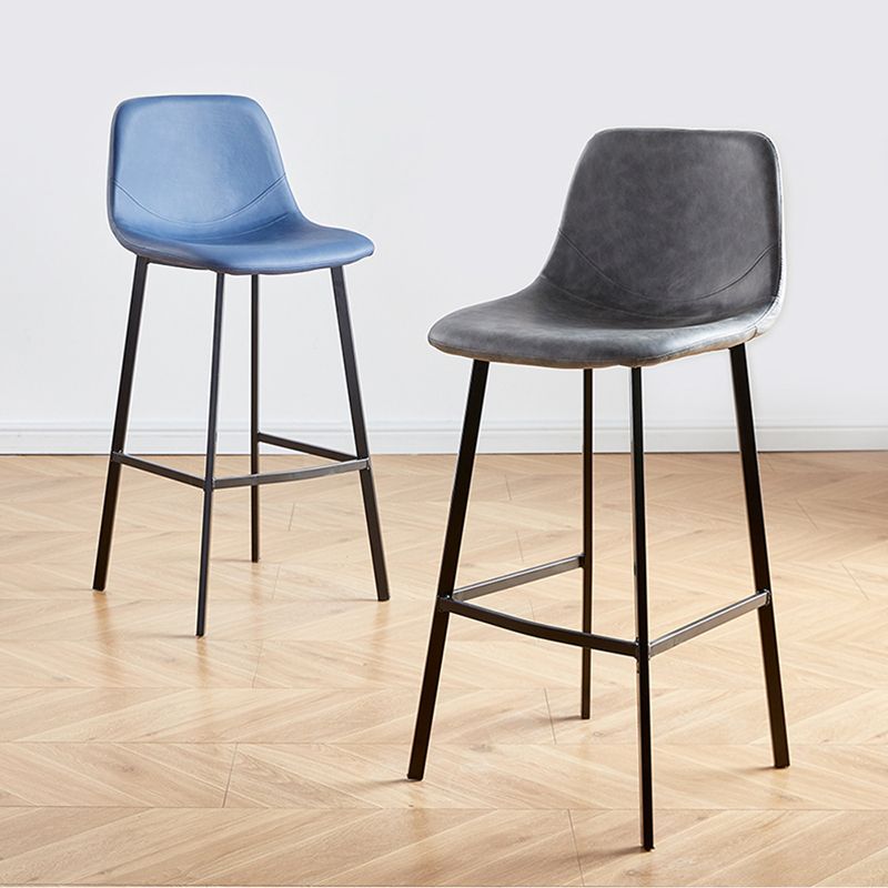 Faux Leather Armless Counter Stool Modern Style Low Back Bar Stool for Indoor