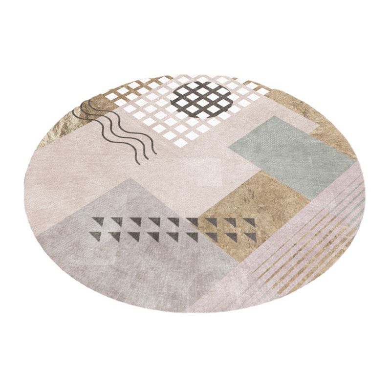 Nordic Style Round Bedroom Rug Indoor Rug Polyster Anti-Slip Backing Washable Rug