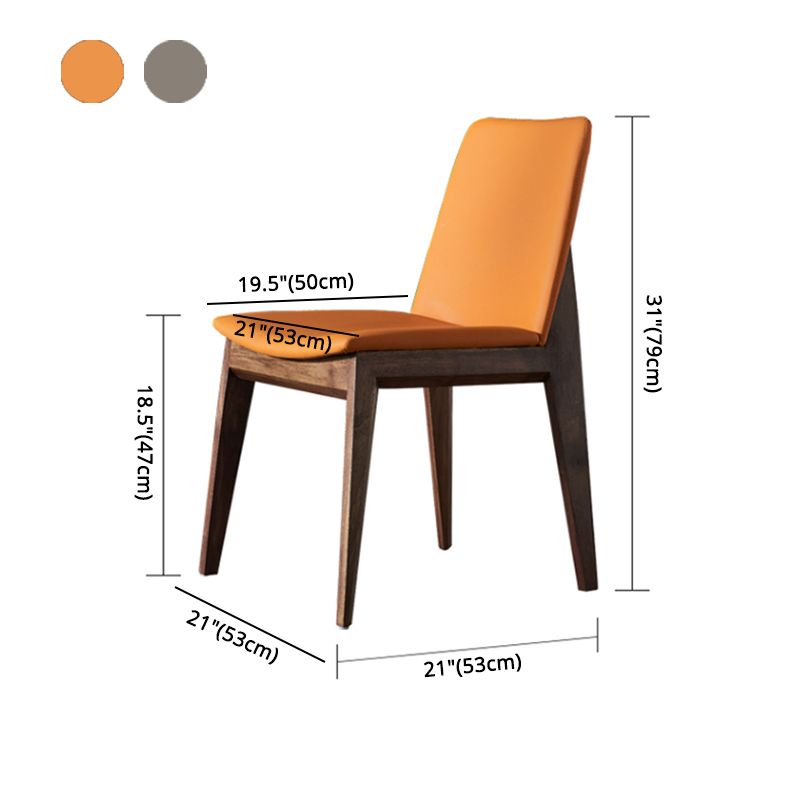 Silla sin brazos de comedor de madera tradicional, silla lateral de cuero sintético para uso en restaurantes