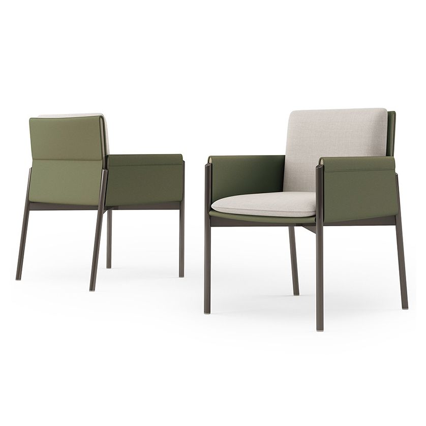 Modern Style Arm Chair Sponge Cushion Dining Chair of 22" Wide with Stainless Steel Legs