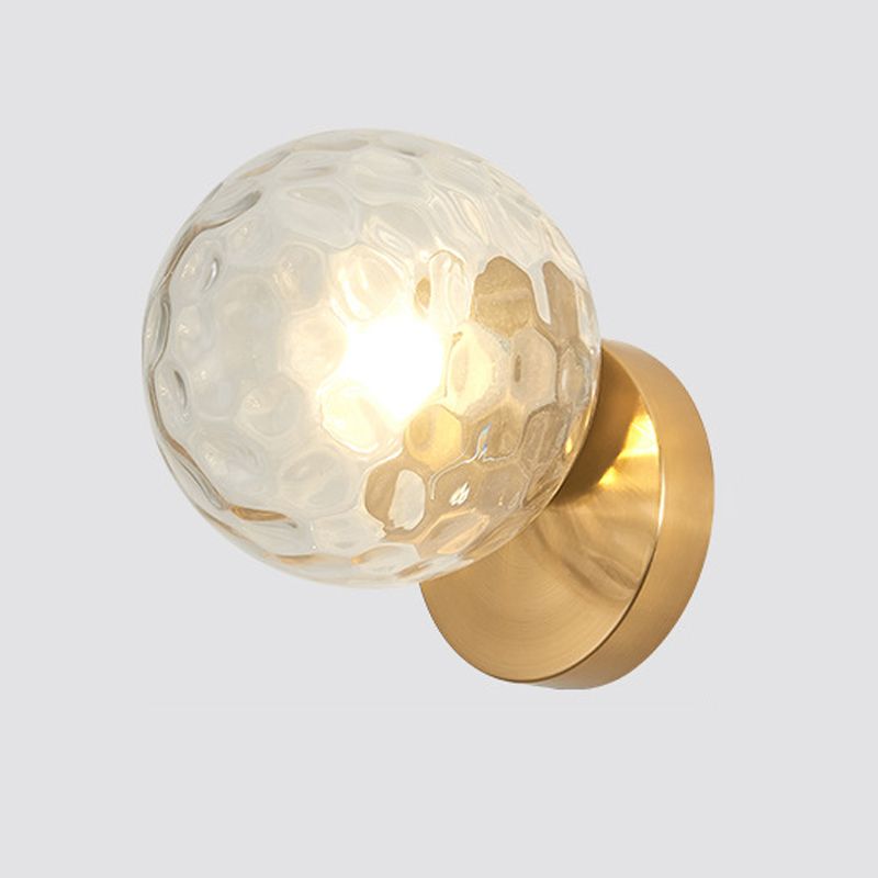 Globe Shade 1 - Light Wall Lighting Fixture in Black / Gold Iron & Glass Wall Fixture