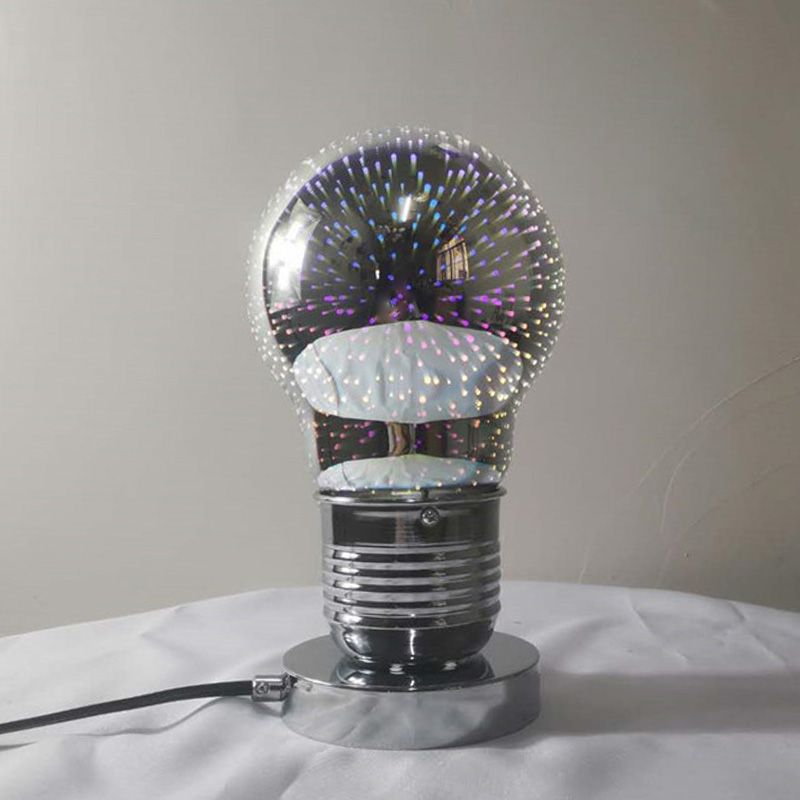 3D Mirrored Glass Ball Night Lamp Postmodern 1 Head Table Light in Chrome