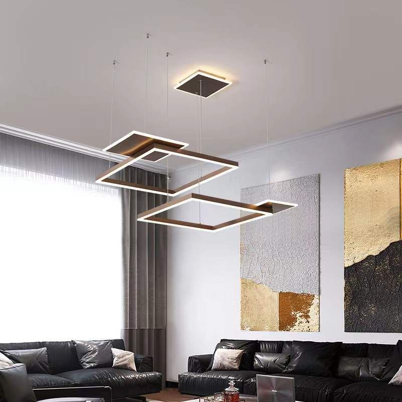 Modern Chandelier Light Fixtures 5-Light Hanging Pendant Lamps with White Acrylic Shade