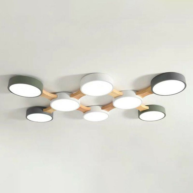 Minimalist Round LED Flush Monte Metallic Living Room Flushmount Massimale Light in grigio - Verde