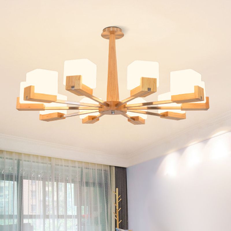 Quadratische Kronleuchterleuchte moderne weiße GlaSpendant Beleuchtung für das Restaurant