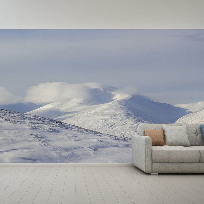 Snowy Mountain Wall Covering for Living Room Water Resistant, Custom-Print