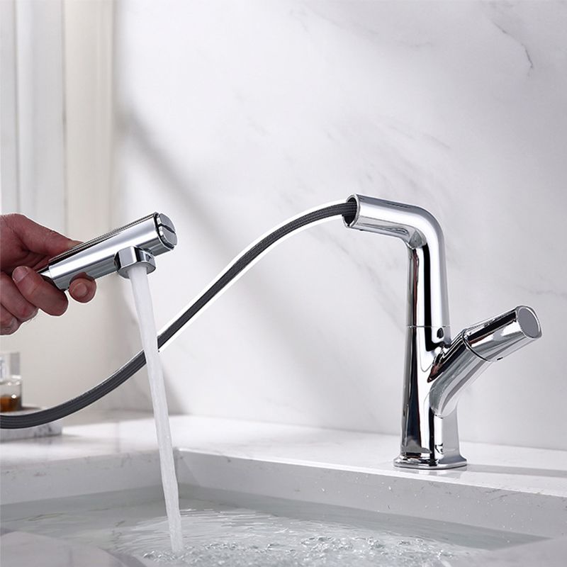 Centerset Lavatory Faucet Contemporary Pull-out Faucet with One Knob Handle